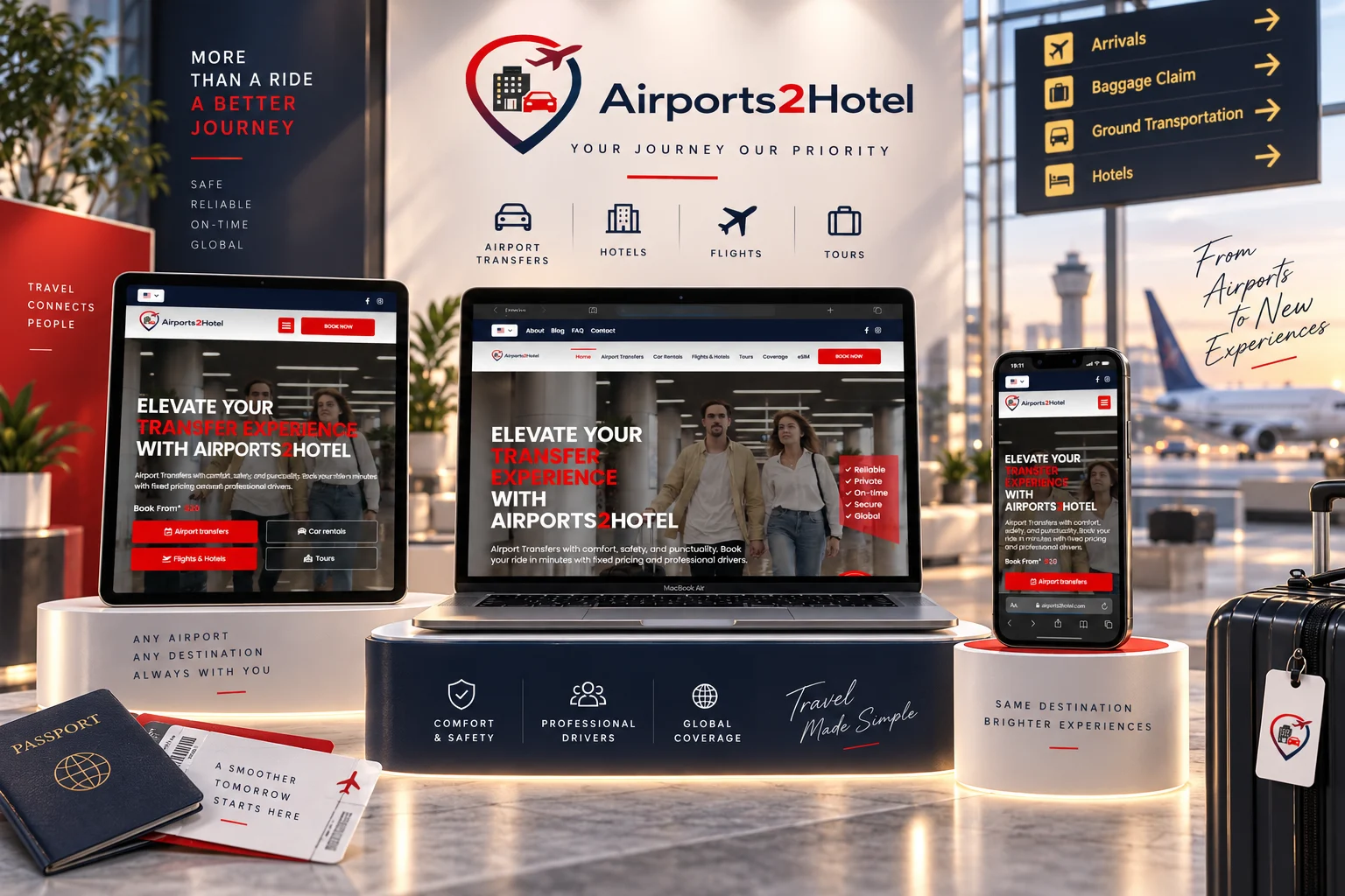 Apresentação visual do projeto Airports2Hotel