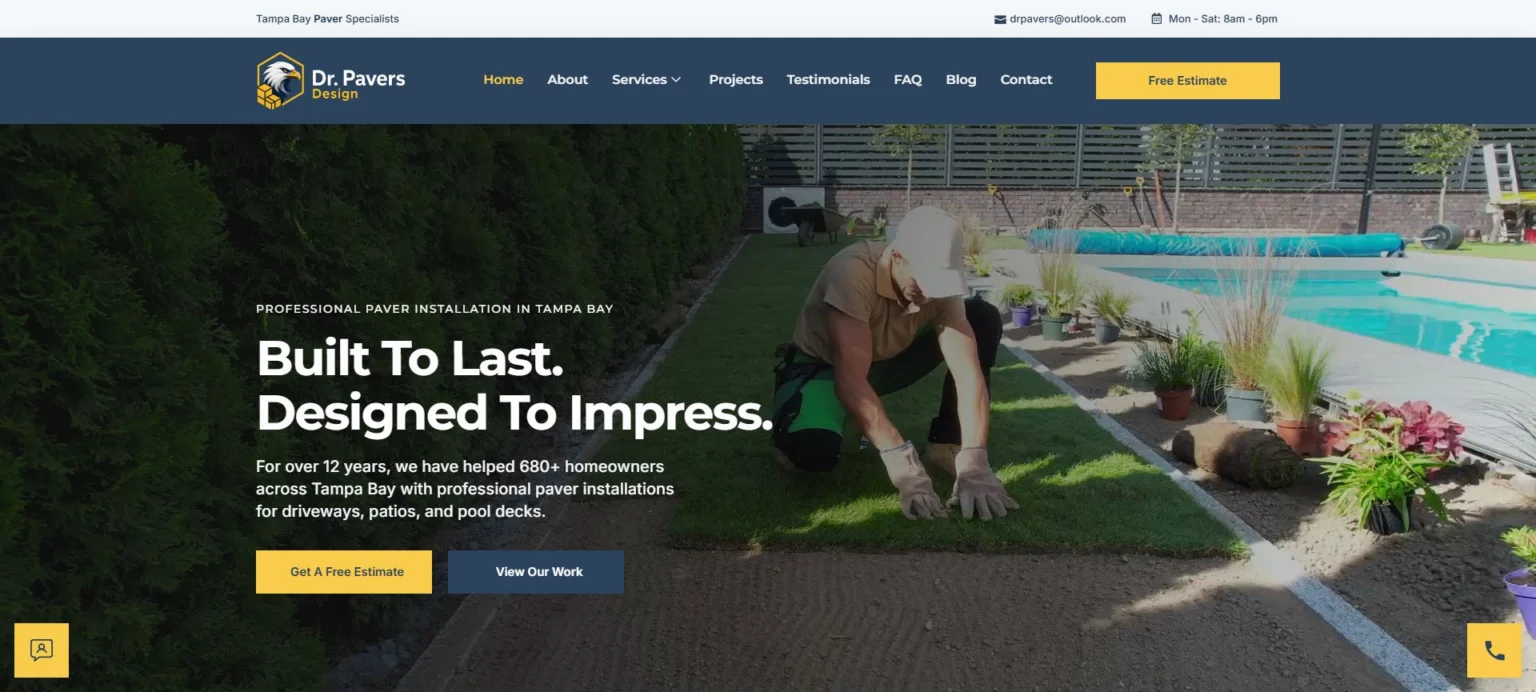 Captura do site de dr pavers design