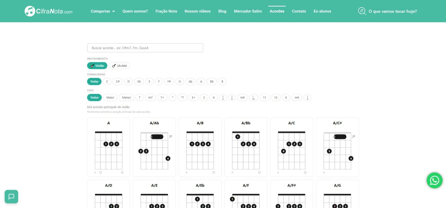 Captura do site de cifranota